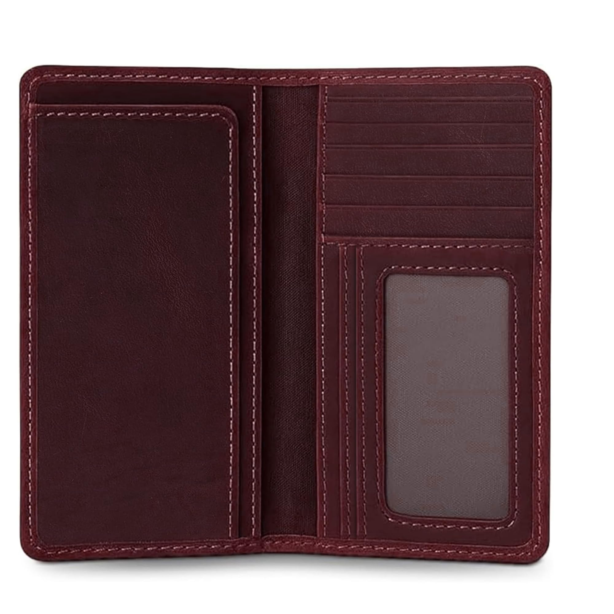 RAWHYD Full Grain Leather Long Bifold Wallet | Perfect For Suit Jacket (Hunter Brown)