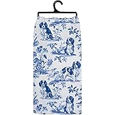 Koesus Chinoiserie Cavalier King Charles Spaniel Kitchen Towels, Blue and White Cavalier Spaniel Gifts for Dog Lover, Cavalier Spaniel Dish Tea Towels, Grand Millenial Dog Bathroom Decor,16x24 Inch