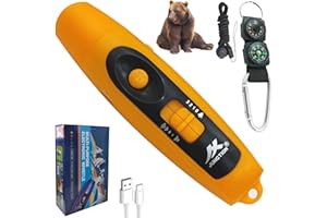 NAFHONE Rechargeable Bear Horn to Scare Bears, 125dB Electronic Air Horn with LED Flashlight & Compass & Thermometer, Electronic Whistle Bear Bells for Safety Hiking Camping Emergency Self Defense