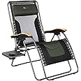 PORTAL Oversized Mesh Back Zero Gravity Reclining Patio Chairs, XL Padded Seat Folding Patio Lounge Chair with Adjustable Pillows and Cup Holder for Poolside Backyard/Lawn, Support 350lbs