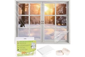 FLYZZZ Window Insulation Kit, Window Insulation for Winter (0.9 Mil) Winter Shrink Film, Indoor Plastic Window Covering for Winter with Wide Tape, Insulates 5 Standard (3'x5') Windows