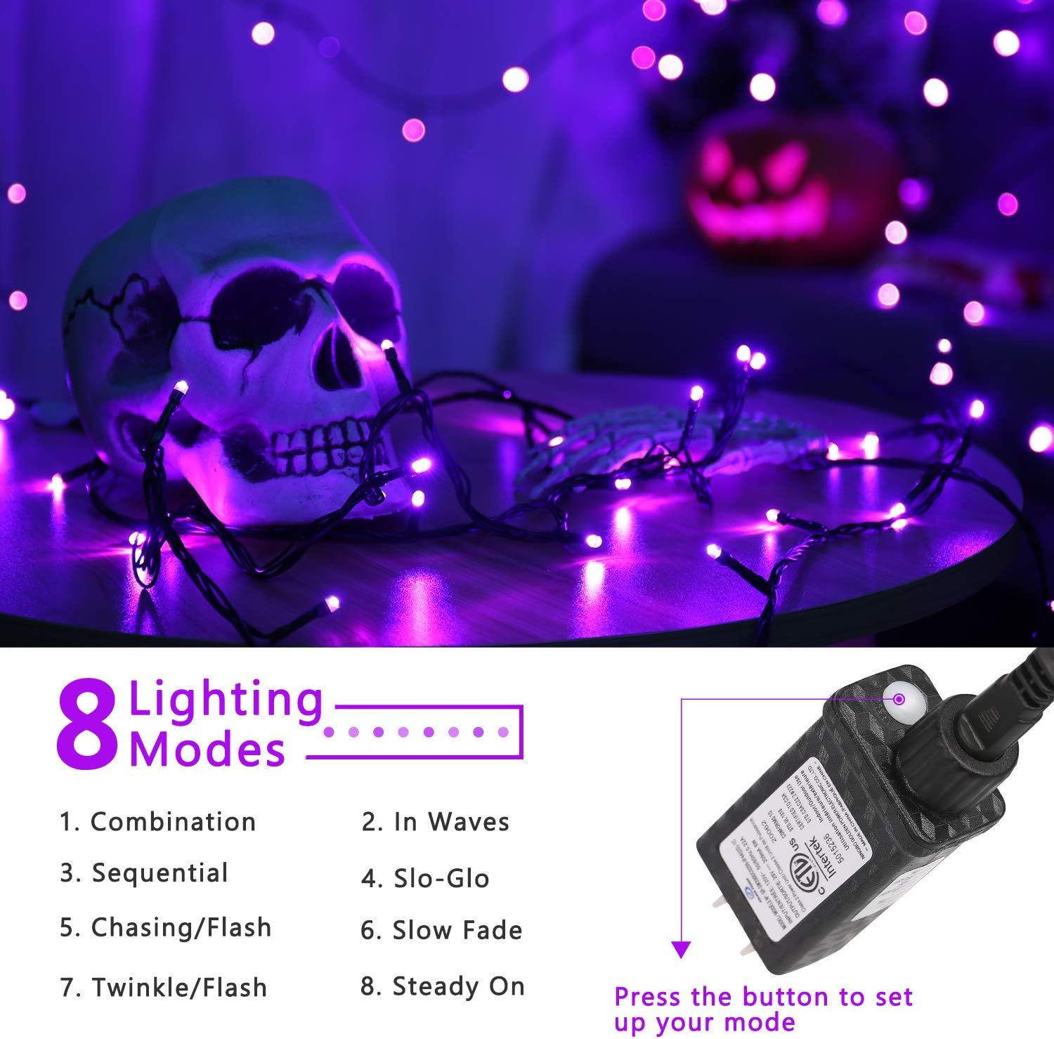 BrizLabs Purple Lights, 78.74ft 240 LED Halloween Lights, Plug in Halloween Lights String Connectable, 8 Modes Outdoor Halloween String Lights Waterproof for Indoor Outside Window Spooky Decoration: Home & Kitchen