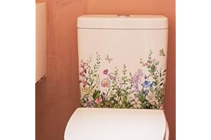 GENERIC Plant Flower Butterfly Wall Stickers Toilet Stickers Self-Adhesive Toilet Lid Stickers DIY Bathroom Home Decor Waterproof Removable Toilet Seat Lid Decals Toilet Cover Decoration WC Restroom Wall Art