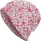 Valentines Day Red Heart Beanie Standard Closed Chemo Knitted Hats Baggy Slouchy Skull Cap Cancer Headwear for Women Men