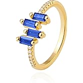 LAVLA Minimalist Dainty Gold Baguette Cubic Zirconia Stackable Ring | 1.5mm Thin Band for Women