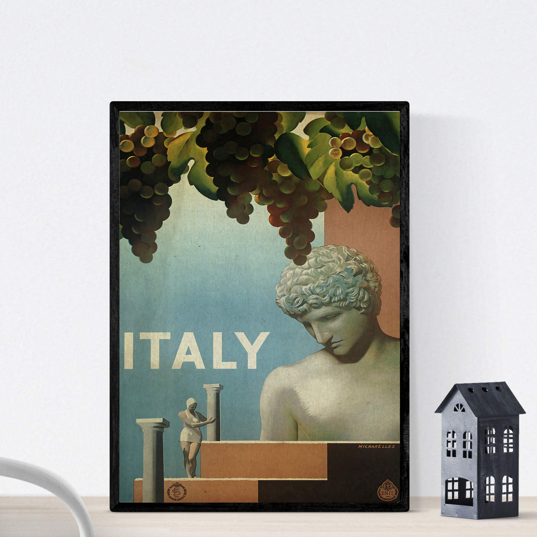 Nacnic Vintage Poster Vintage poster of France and Italy. Travels to Italy. A4 size