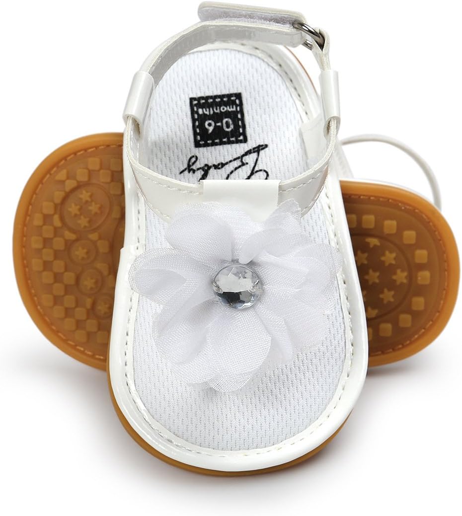 ENERCAKE Infant Baby Girls Sandals Soft Sole T-Strap Toddler Flats First Walkers Summer Shoes