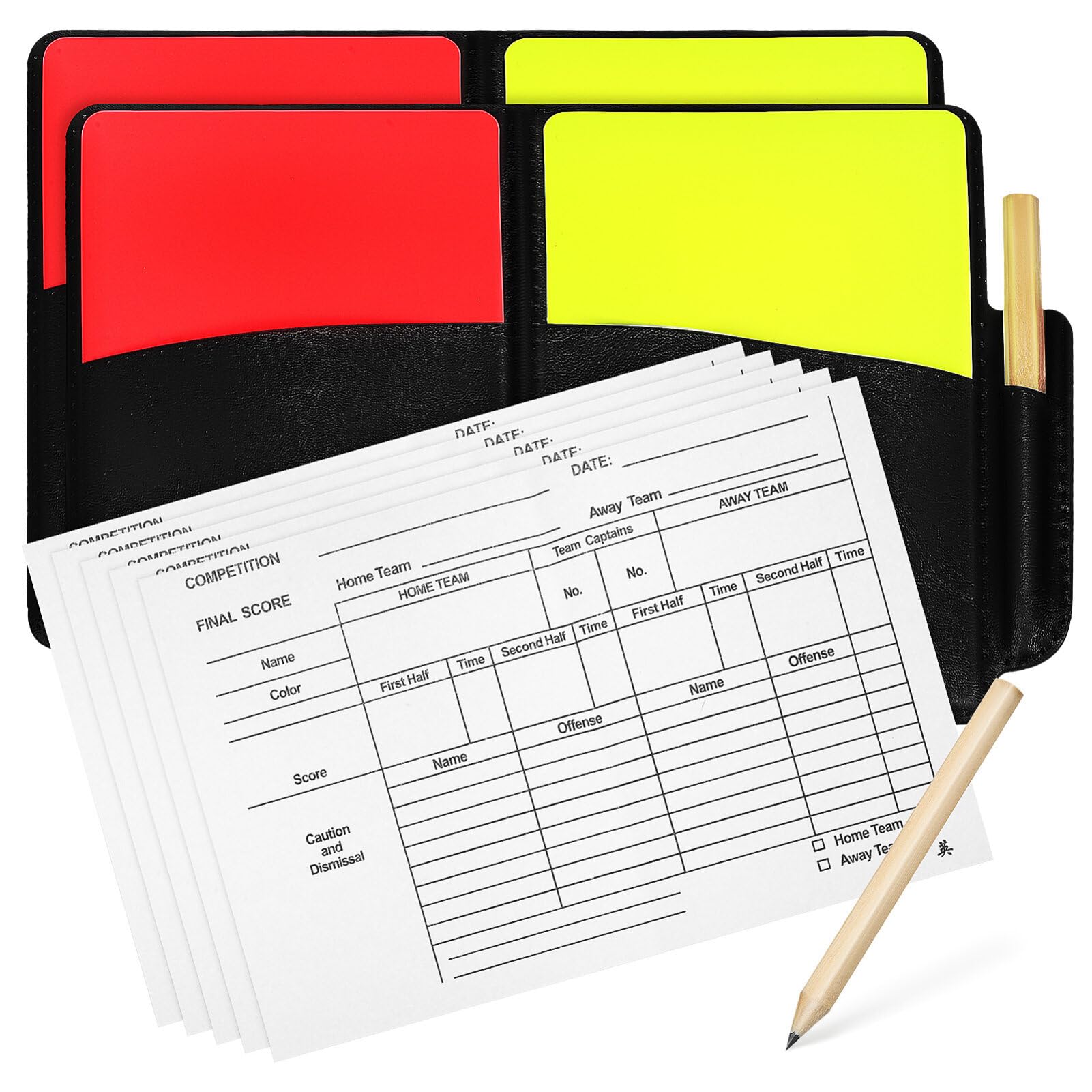 TOYANDONA Soccer Referee Card Sets, Warning Referee Red and Yellow Cards with Sheets, Pencil Accessories, 2 Packs
