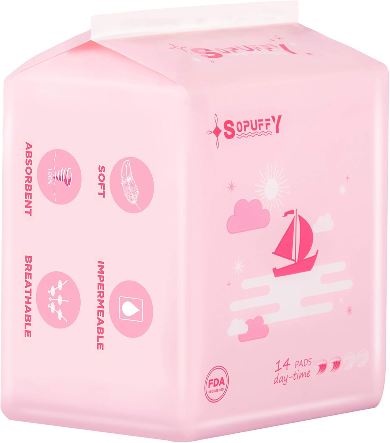 Sopuffy New Technology Fiber Regular Pads, Ultra Thin Sanitary Napkins with Wings, 14 Count (Pack of 1): Health & Personal Care