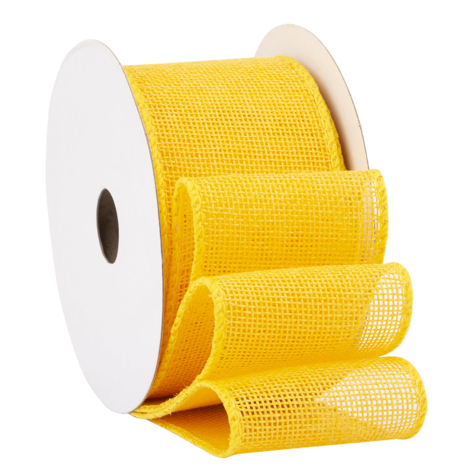 Fondersy 9-Meter Yellow Burlap Ribbon Wired Burlap Ribbon - 50mm Width for Gift Wrapping, Floral Arrangements, Wreath Making, and Christmas Decor