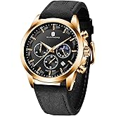 BY BENYAR Mens Watches Analog Quartz Chronograph Waterproof Wrist Watches for Men Fashion Business Work Casual Sport Designer Dress Watch with Calendar Elegant Gifts for Men