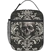 ainori Reusable Gothic Skull Lunch Box for Kids Girls Boys Women Adult, Insulated Goth Dark Aesthetic Lunch Bag,Polyester Cooler Handbags Case for School Picnic Work Travel Beach or Hiking
