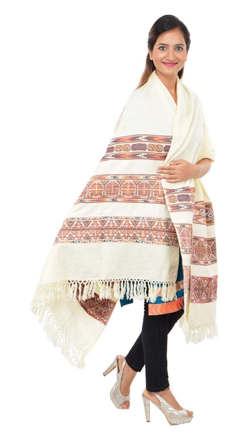 handycraft multicolor women's kashmiri woolen shawls, stoles, dupattas