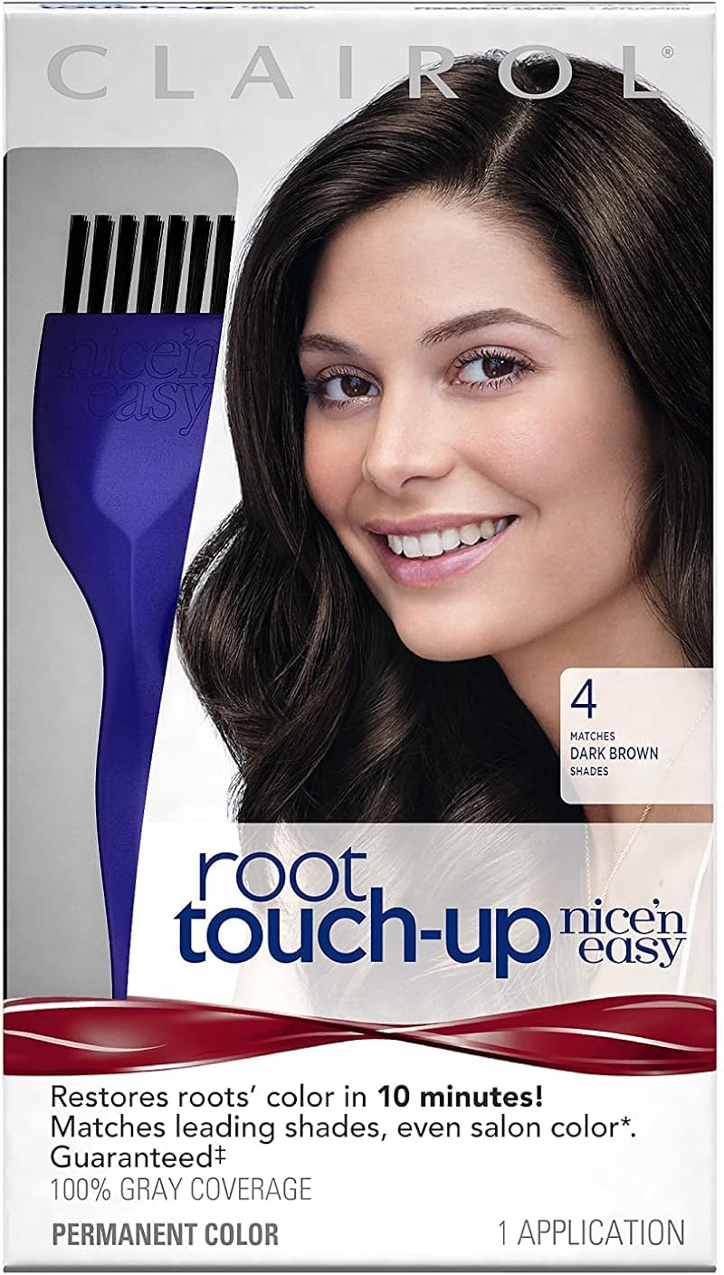 Clairol Nice 'n Easy Root Touch-Up #4 Dark Brown Hair Color Quick Gray Cover