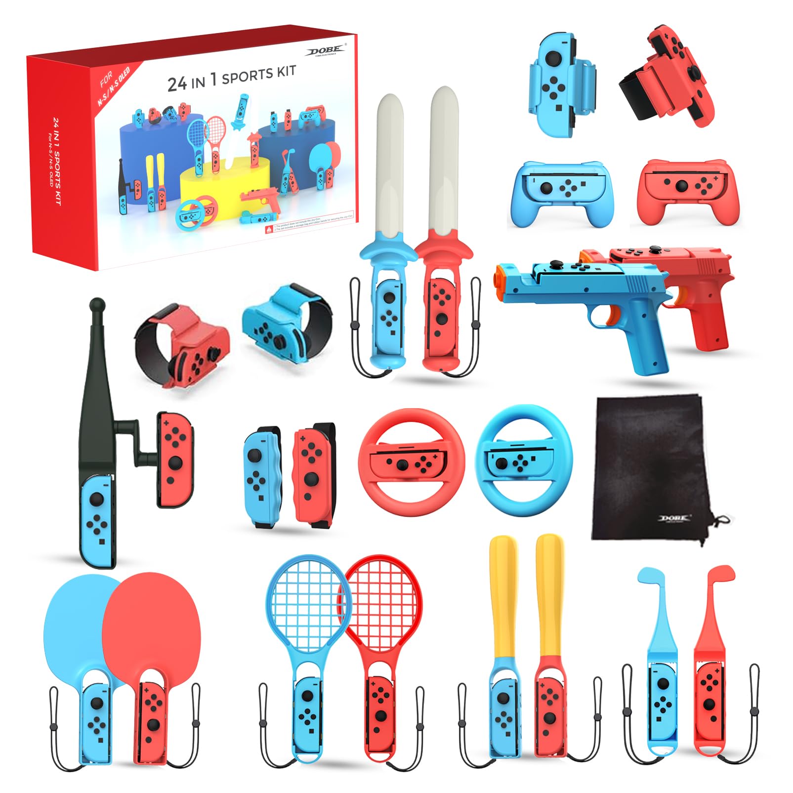 24 in 1 Switch Sports Accessories Bundle with Storage Bag Compatible with Nintendo Switch/OLED Joy-con, More Than 12+ Switch Sports Games Experience, Double Player, Family Gatherings, Social Icebreaker, Holiday Essentials Accessories Kit Oct 24, 2024