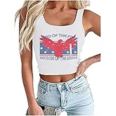 American Flag Crop Tank Tops Women 4th of July Patriotic T Shirt Girls USA Flag Stars Stripes Graphic Cami Tops