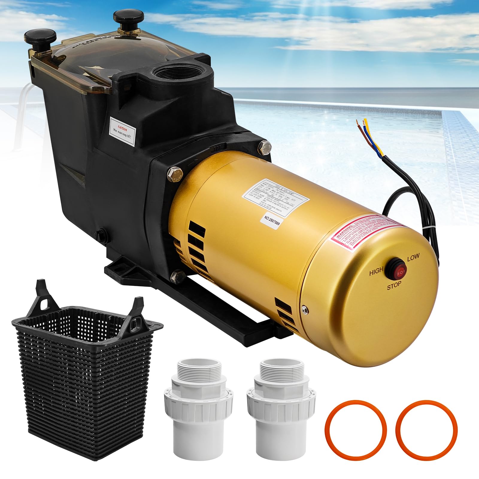 Photo 1 of 3HP 115/230V 2 Speed Inground Pool Pump replacement for Hayward Super Pool Pump 3.0 HP Dual Speed with 2" Port Fitting for In-Ground Pools or Spas