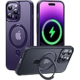 CASEKOO Designed Case for 14 Pro Max with Magnetic Invisible Stand [Military Drop Protection] [Compatible with MagSafe] Shockproof Slim Translucent Matte Promax Case 6.7 Inch, Purple