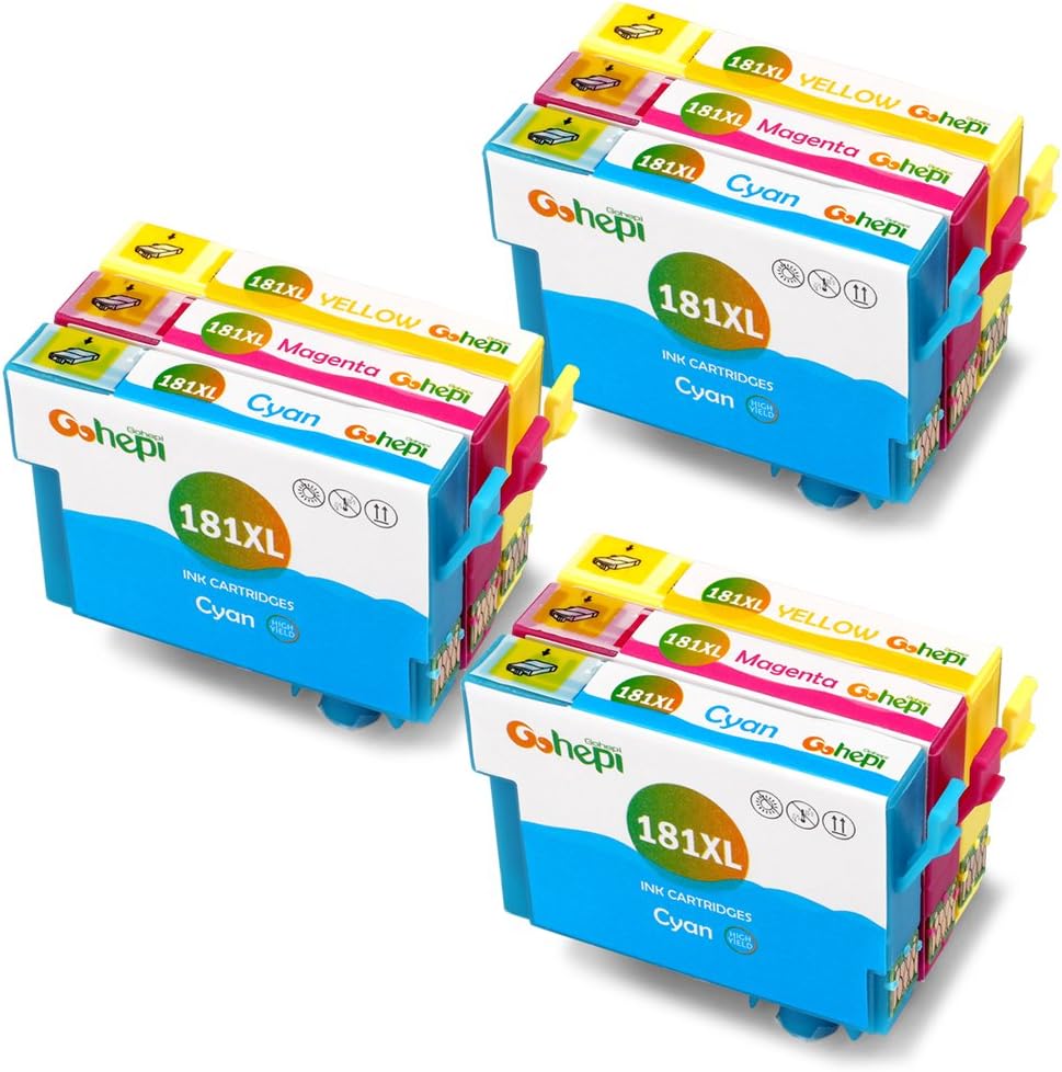 Gohepi Replacement for Epson 18 18XL Color Ink Cartridges Compatible for Epson XP-425 XP-422 XP-415 XP-412 XP-325 XP-322 XP-315 XP-312 XP-225 XP-215 XP-212 XP-405 (3 Cyan, 3 Magenta, 3 Yellow)