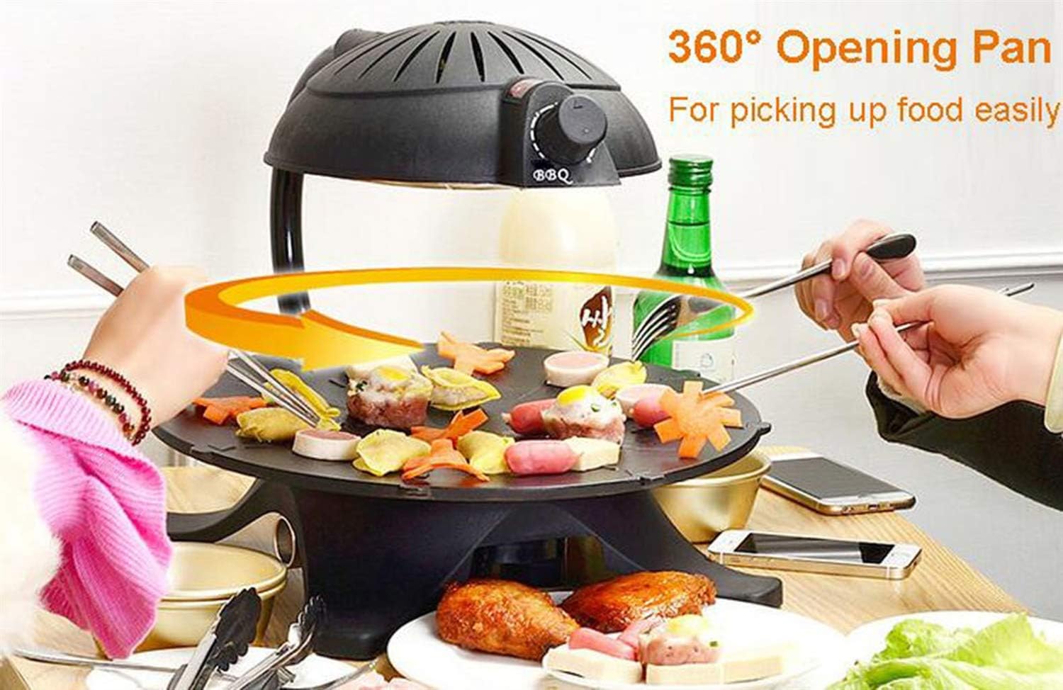 review Electric Grill — Smokeless BBQ Infrared Electric Grill Roaster Grilled Meat Baking Pan Hotplate Non-Stick Korean Barbecue Pot Stove Machine (Color : Black)