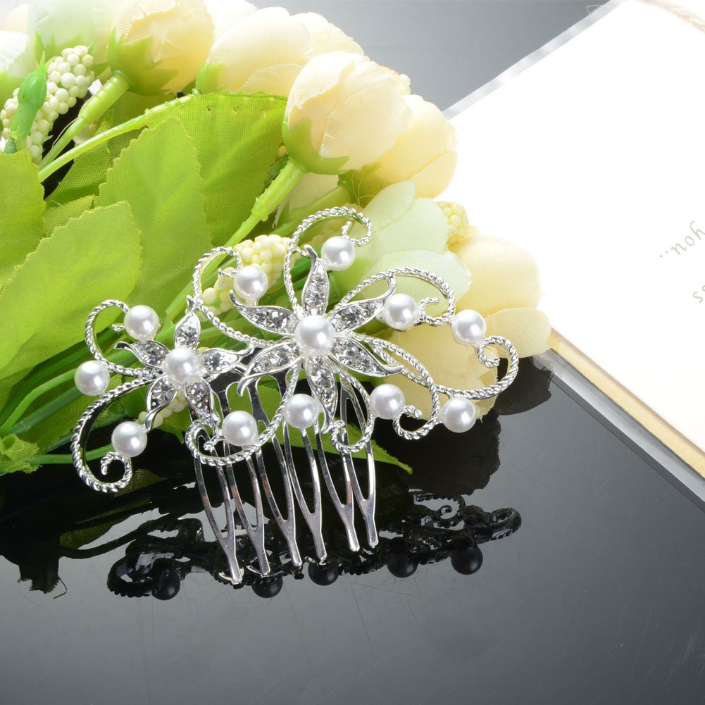 Gentlecarin Vintage Bling Crystal Hair Comb for Women Princess Luxury Style (Y0N7)