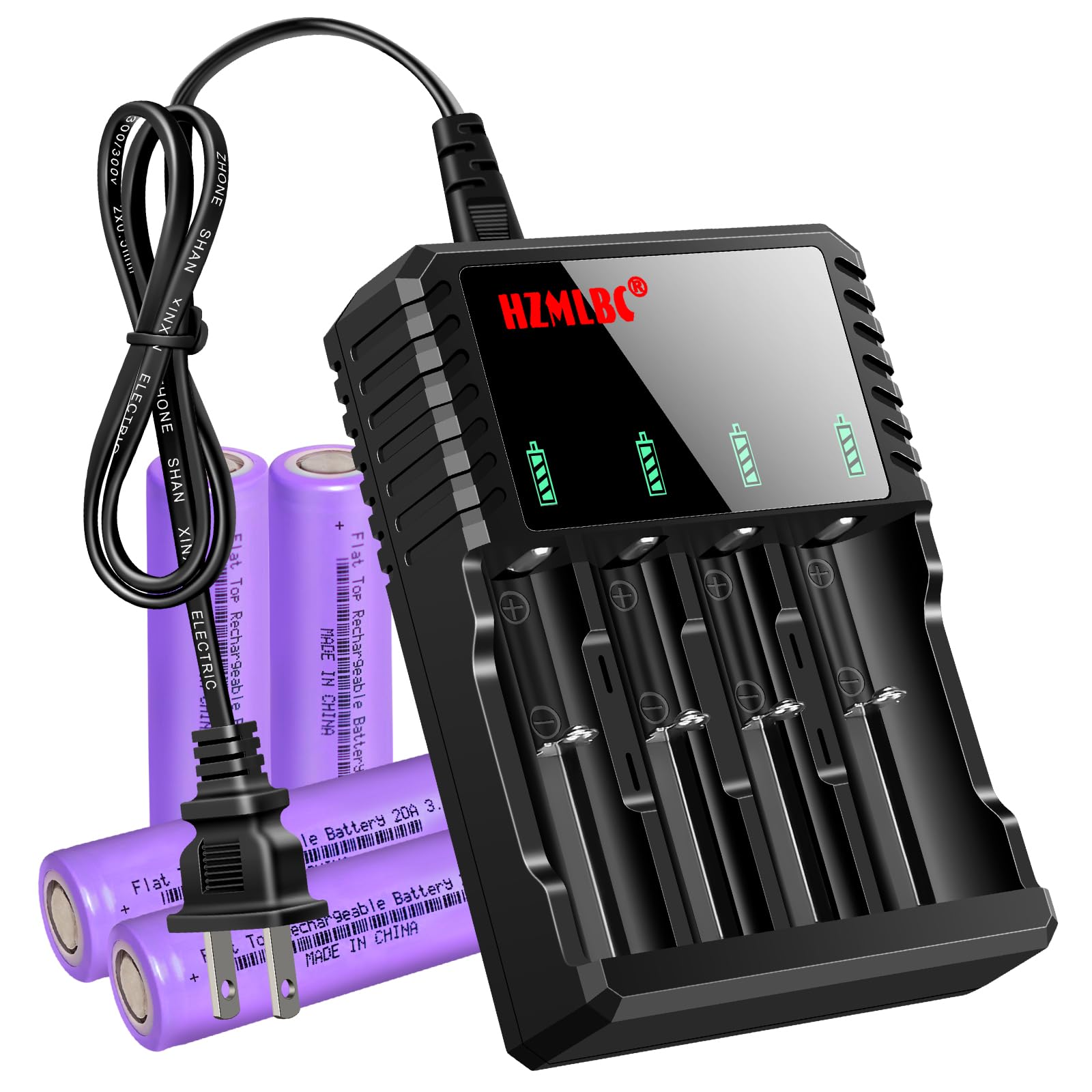 Universal Charger 18650 Battery, 4 Bay 18650 Battery Charger for Rechargeable Li-ion Batteries 26650 22650 18500 14500 10440
