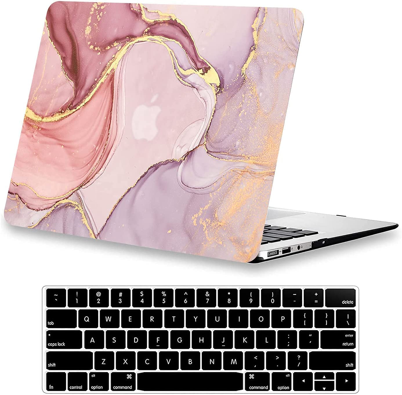 AUSMIX for MacBook Pro 16 inch Case 2024 2023 2022 2021 Release M3 A2991 M2 A2780 M1 A2485 Pro Max & Touch ID, Plastic Hard Shell Case Cover & Keyboard Cover for MacBook Pro 16'', Marble Red
