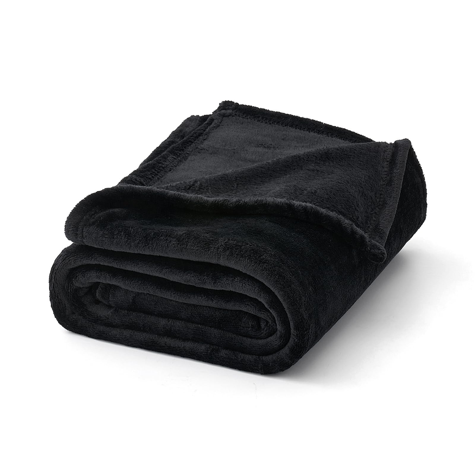 MIULEE Flannel Fleece Throw Blanket Soft Fluffy Solid Color Comfortable Plush Warm and Cozy for Bed Sofa Bedroom Twin/Double Black 60x80 Inch 150x200cm
