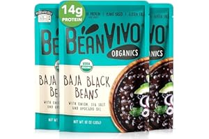 BeanVIVO (Pack of 3) Organics 14g Plant based Protein Baja Black Beans - Good Source of Fiber - Nutritious & Microwave Meals - Gluten-Free Plant Food - 10 oz