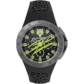 Plein Sport Thunderstorm Chrono Collection Luxury Mens Watch Timepieces with a Black Strap featuring a Gun Case and a Camo Dial