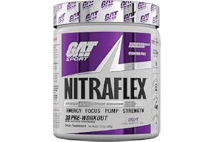 GAT SPORT, Nitraflex Advanced Pre-Workout Powder, Increases Blood Flow, Boosts Strength and Energy, Improves Exercise Performance (Grape, 30 Servings)