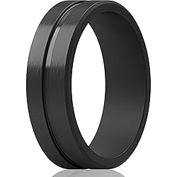 ThunderFit Silicone Wedding Rings For Men, Beveled