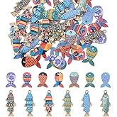 Hobbspring 46Pcs Fish Charms 8 Styles Alloy Enamel Fish Pendants Mixed Color Sea Animals Dangle Charm for Jewelry Making Necklace Earring Bracelet DIY Craft