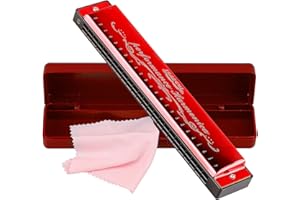 Harmonica Professional Harp Harmoc Armonica Key of C 24 Hole Polyphony Diatonic Mouth Organ with Case for Blues Folk Jazz Pop