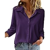 Zeagoo Blouse for Women Dressy Long Sleeve Button Down Shirts Business Casual Outfit Lightweight Solid/Printed Tops
