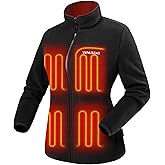 Venustas Women's Fleece Heated Jacket with Battery Pack, Soft Lightweight Heating Coat for Outdoor Activities
