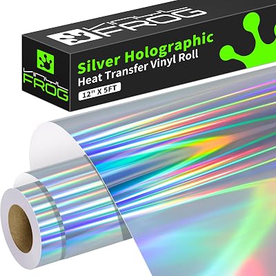 VINYL FROG HTV Metallic Holographic Silver Vinyl Roll 30.5x155cm