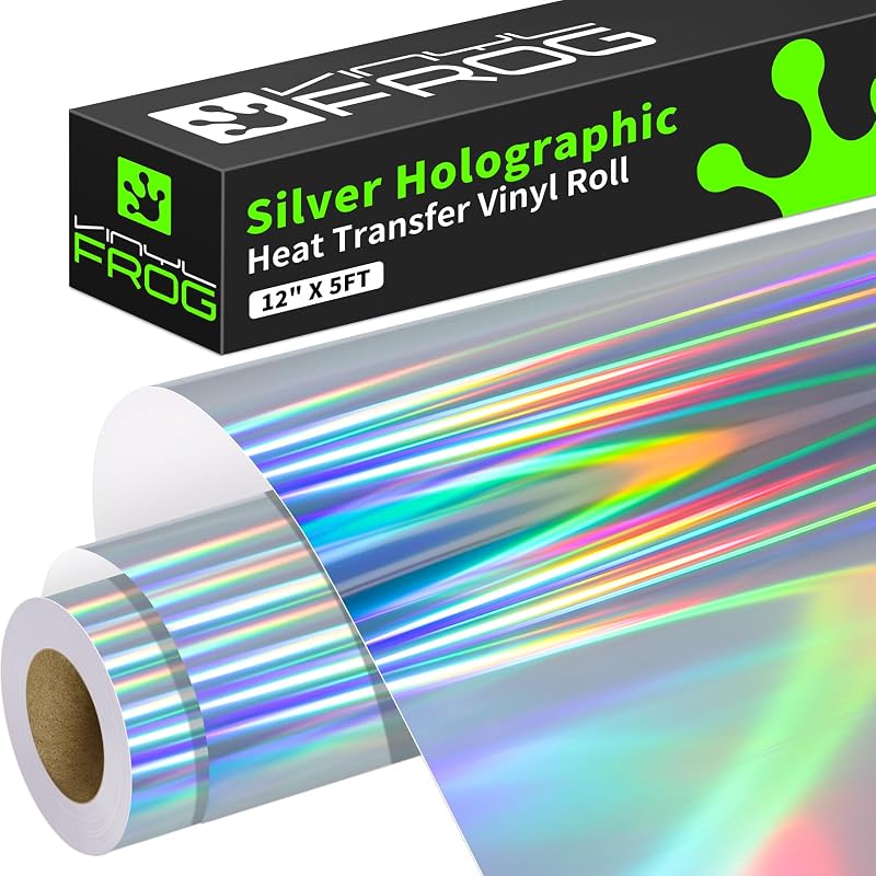 VINYL FROG HTV Metallic Holographic Silver Vinyl Roll 30.5x155cm