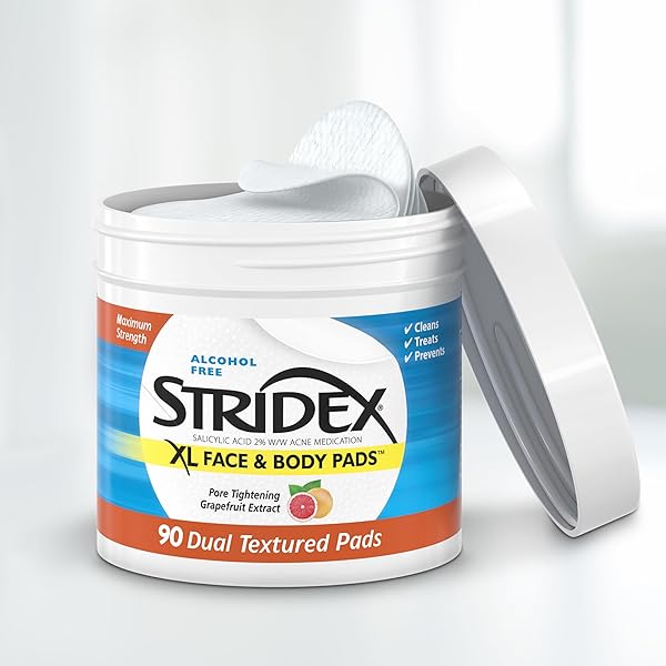 STRIDEX XL FACE BODY PADS, 90 COUNT