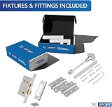XFORT Polished Chrome Victorian Bathroom Handle Set 65mm Lock 75mm Hinges Wooden view 2