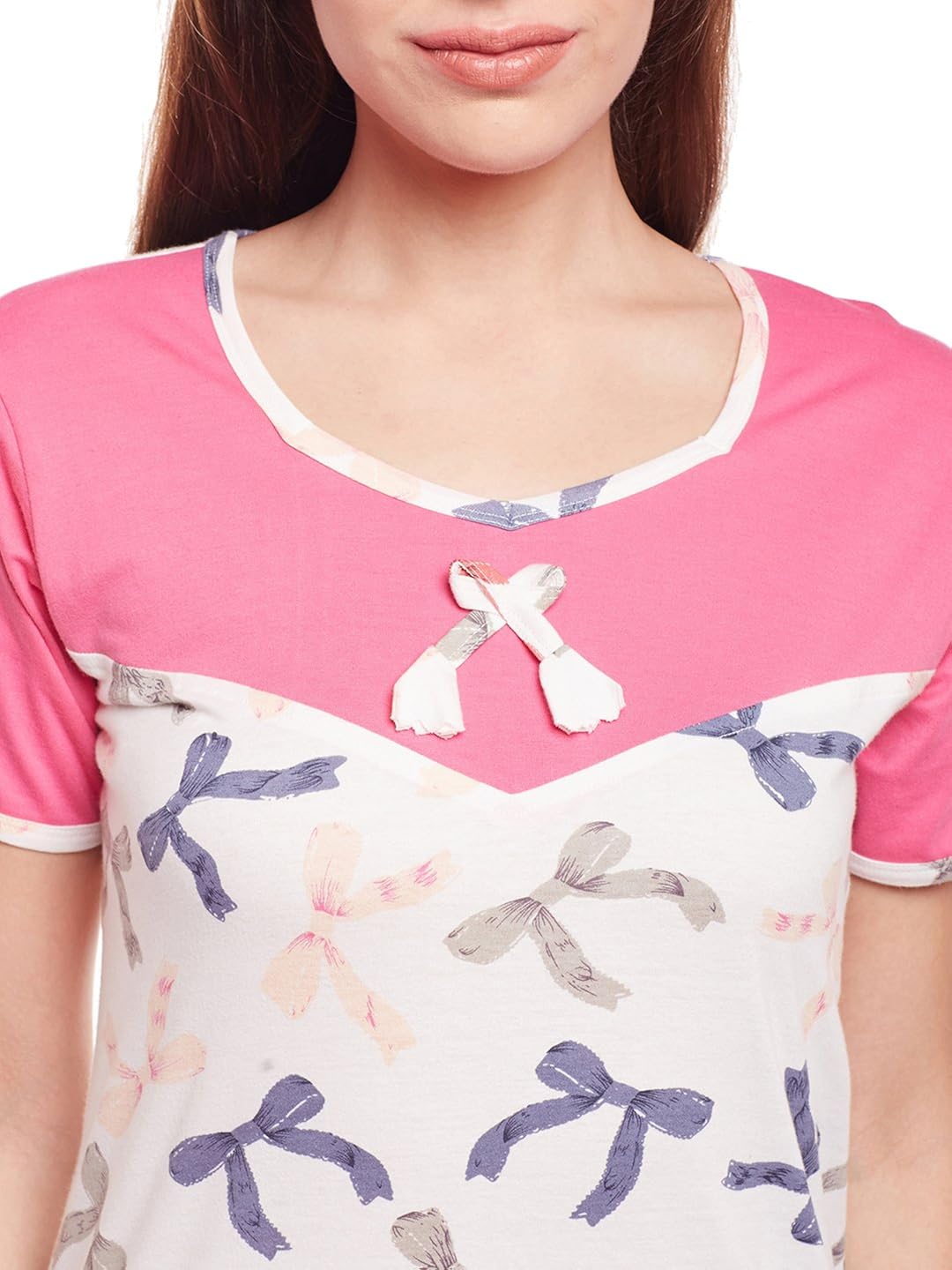 claura women printed cotton nighty nightdress