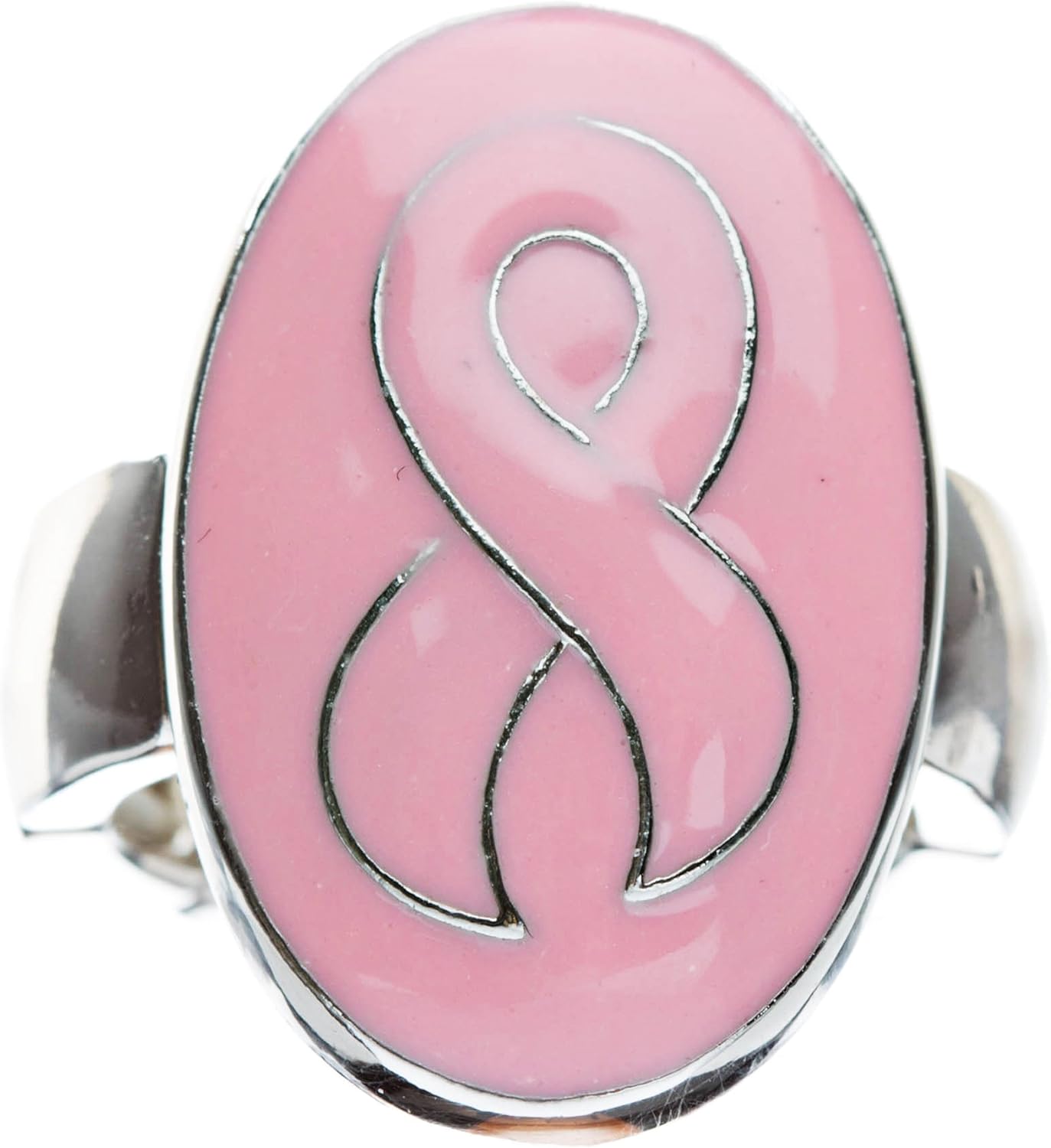 Pink Ribbon Breast Cancer Awareness Jewelry Enamel Oval