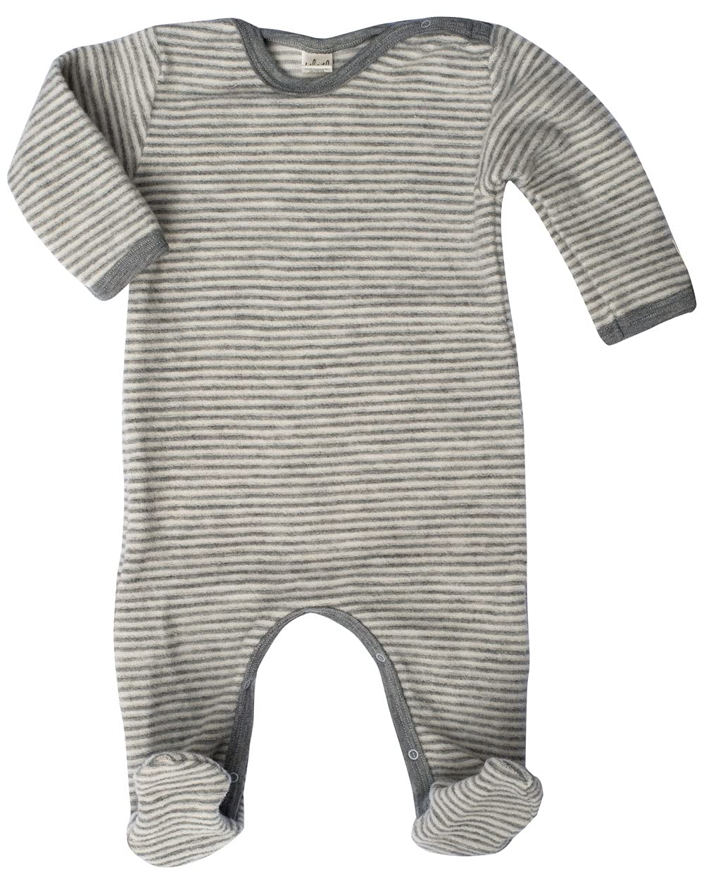 Lilano Fleece Jumpsuit with Foot, 100% Wool (kbT), Grey/natural, 86 cm
