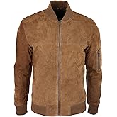TruClothing Mens Genuine Suede Bomber Jacket Leather Casual Varsity VIntage Smart Casual