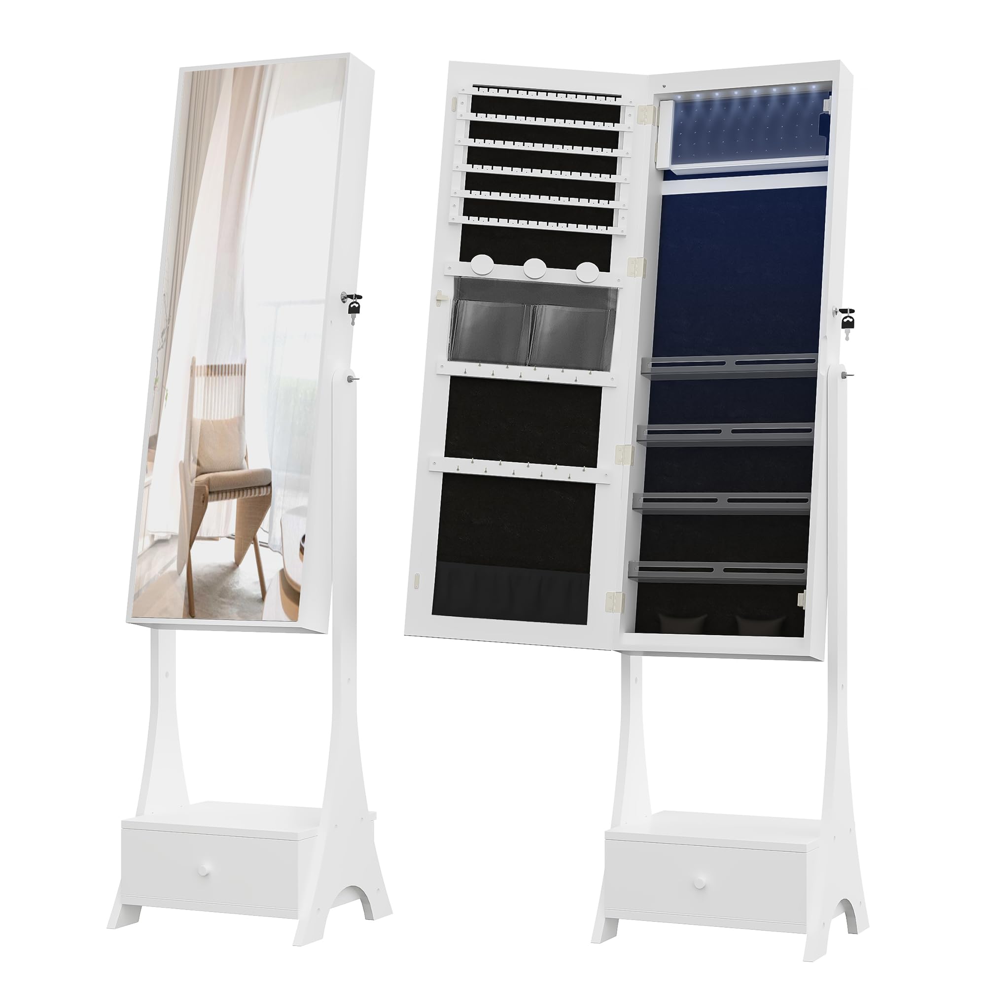 Hzuaneri 8 LEDs Jewelry Cabinet, 42.5