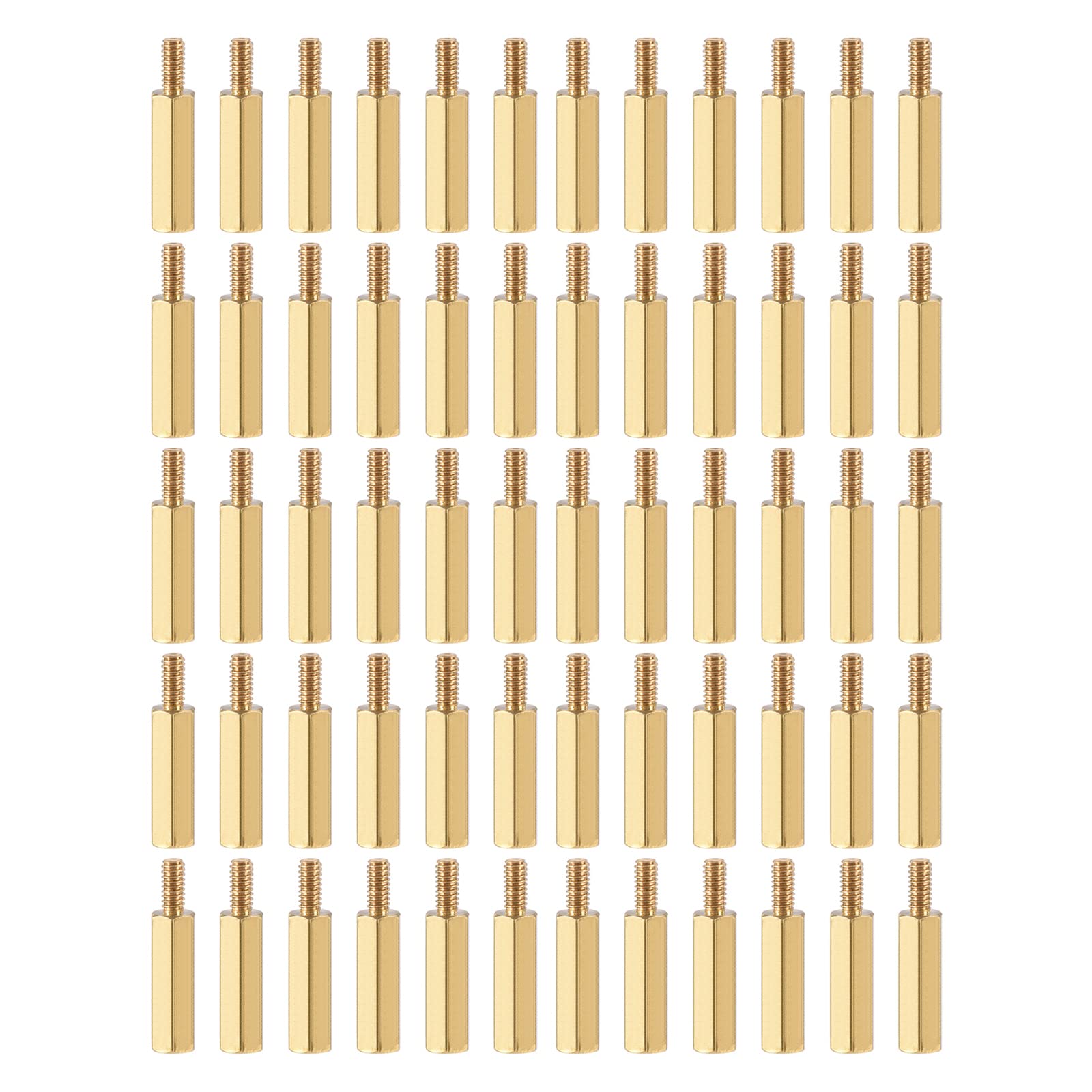 YOKIVE 100 Pcs M2.5 Standoff Screws, Brass Hex PCB Standoffs, Keep Height Consistent, Great for Motherboard (Gold Tone, 15mm+6mm)