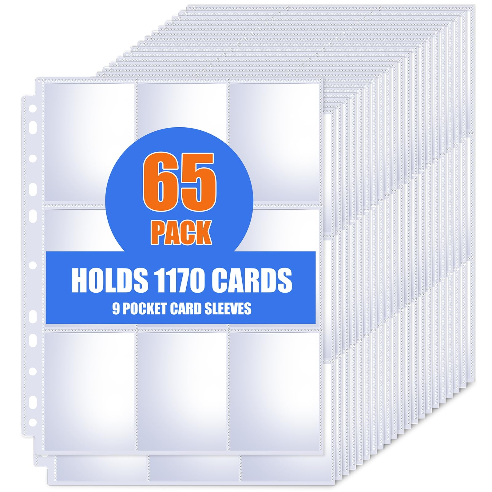 65 Pack 9 Pocket Card Sleeves Binder Sheets, Trading for 3 Clear 65 Pack 9 Pocket Card Sleeves Binder Sheets, Trading for 3 Clear
