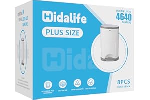 HIDALIFE Refills Compatible with Dekor Plus Diaper Pails, Disposable Diaper Trash Bags, Extra Thick Diaper Pail Refill Liners, Hold Up to 4640 Diapers (8 Pack)