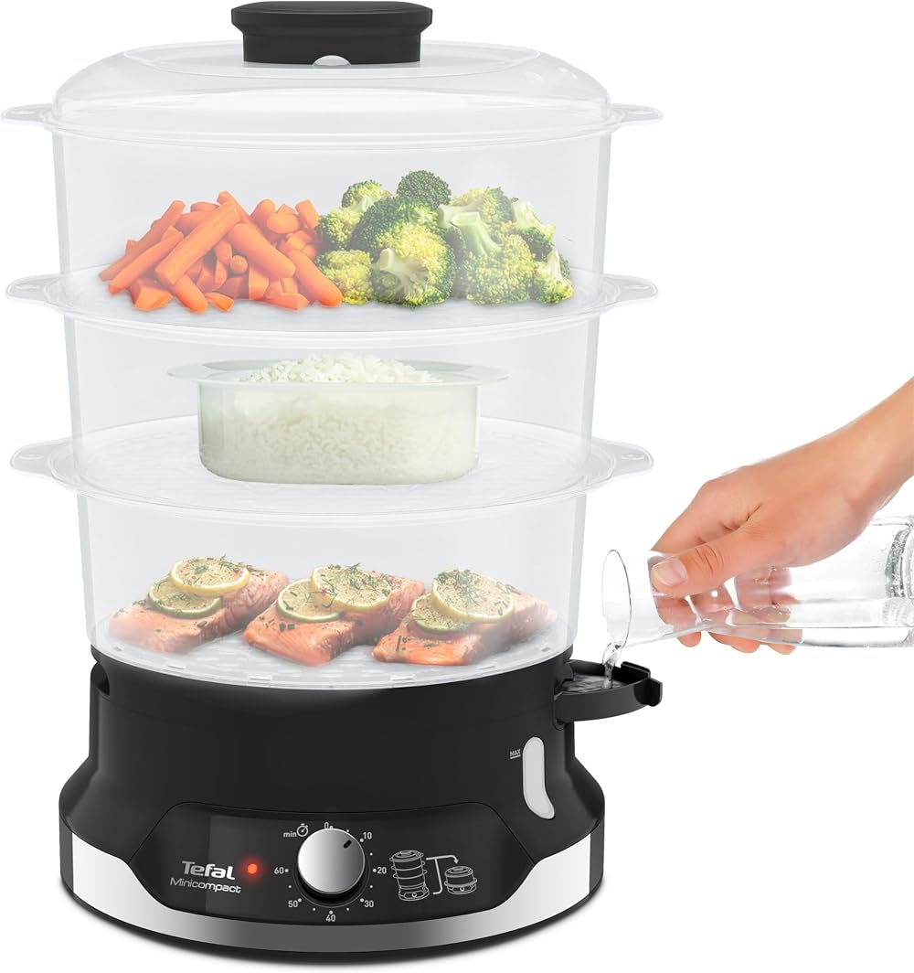 Tefal Ultracompact Steam Cooker 9L 3-Tier Stackable Bowls Rice Accessory