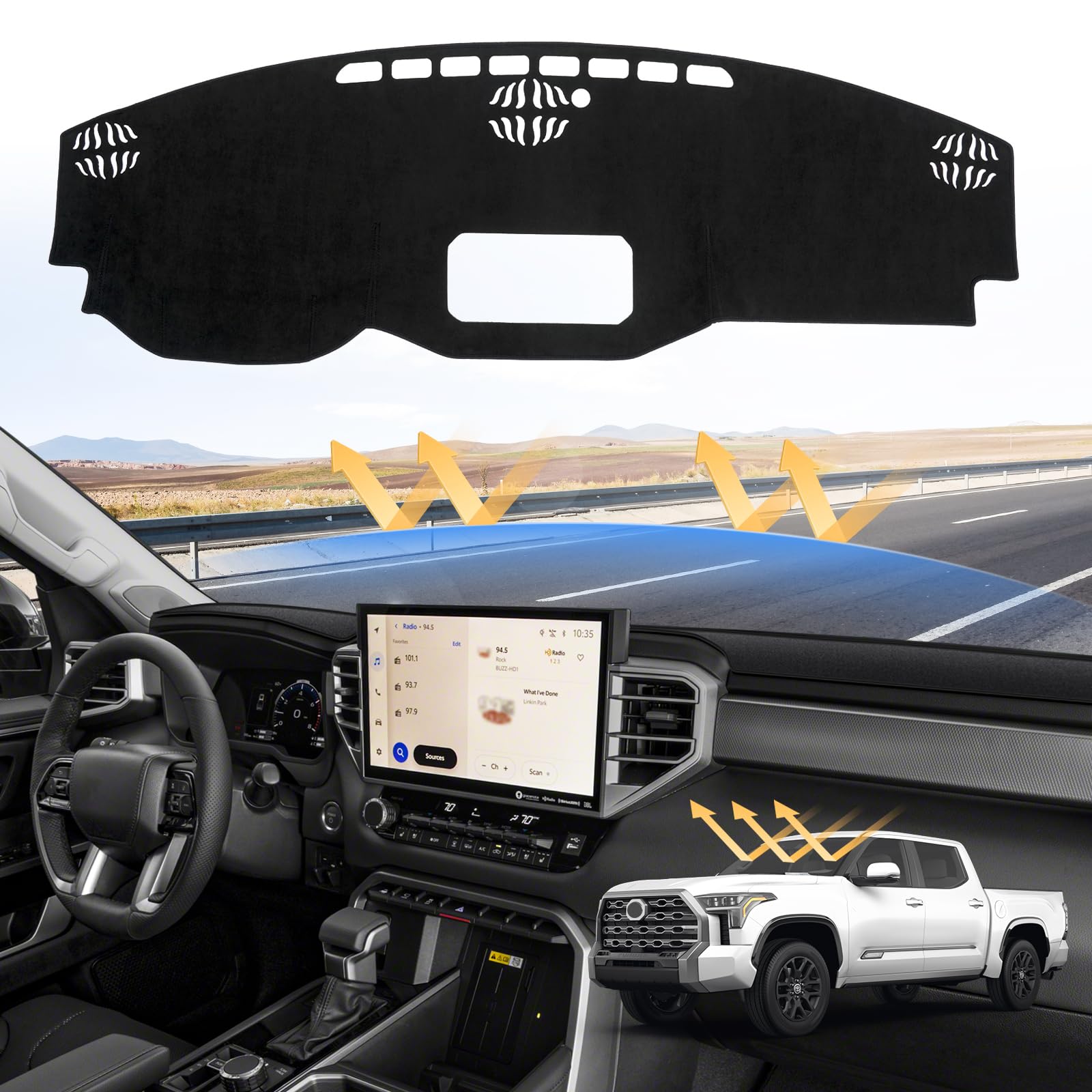 Photo 1 of Sunsdrew Dash Cover for 2026 2025 2024 2023 2022 Toyota Tundra Dashboard Cover Mat for Tundra Accessories Sun Shade Tundra Suede Dash Mat Nonslip Mesh Protector No Glare